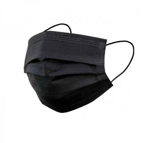 Chirurgische Maske Typ IIR in schwarzer Farbe mit drei Schichten und CE-Kennzeichnung (Box 50 Stück)